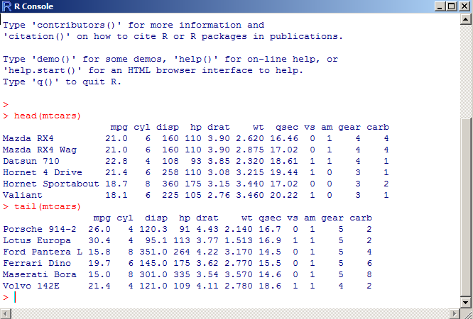 cars dataframe in R